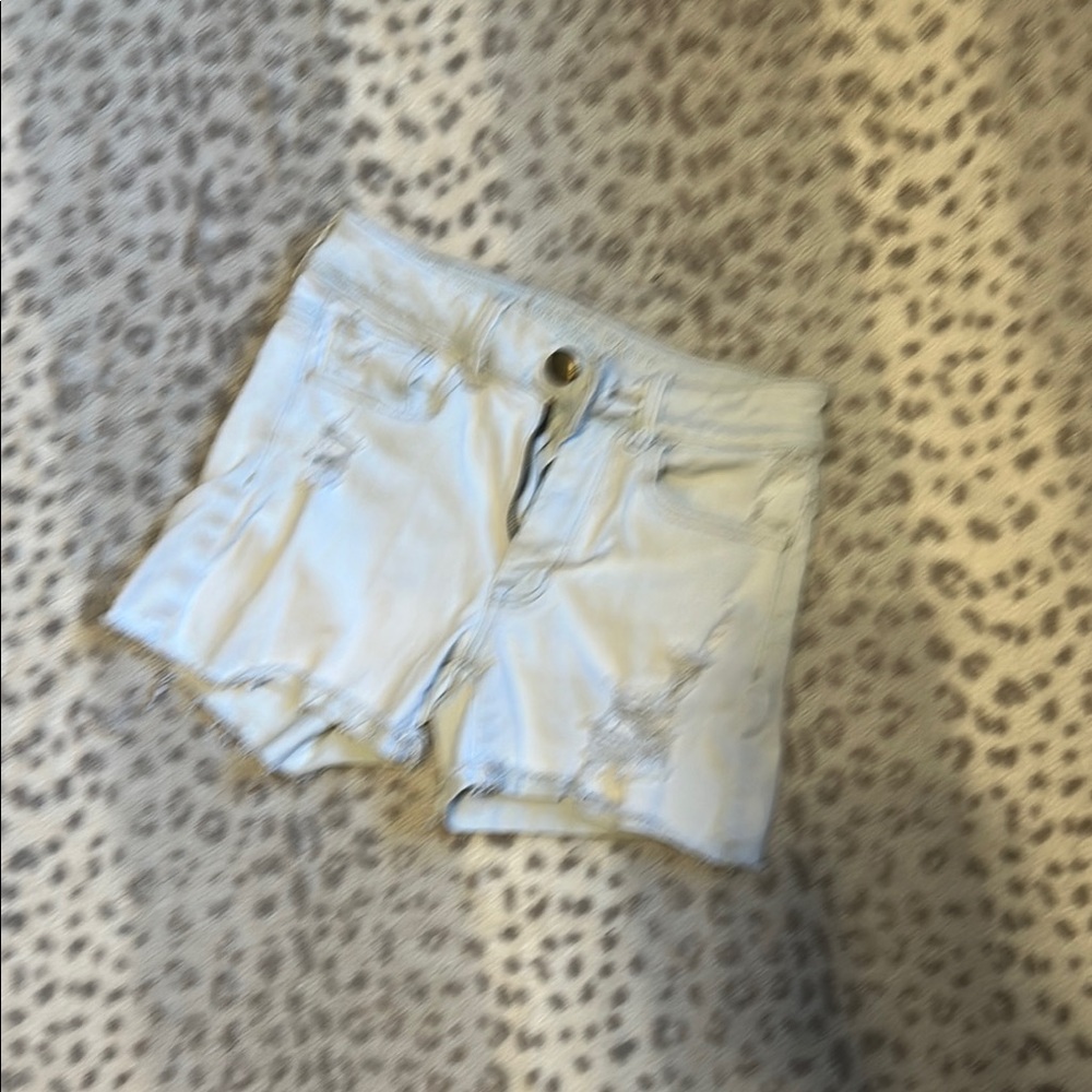 American Eagle Outfitters White Jean Shorts Distressed High-Waisted